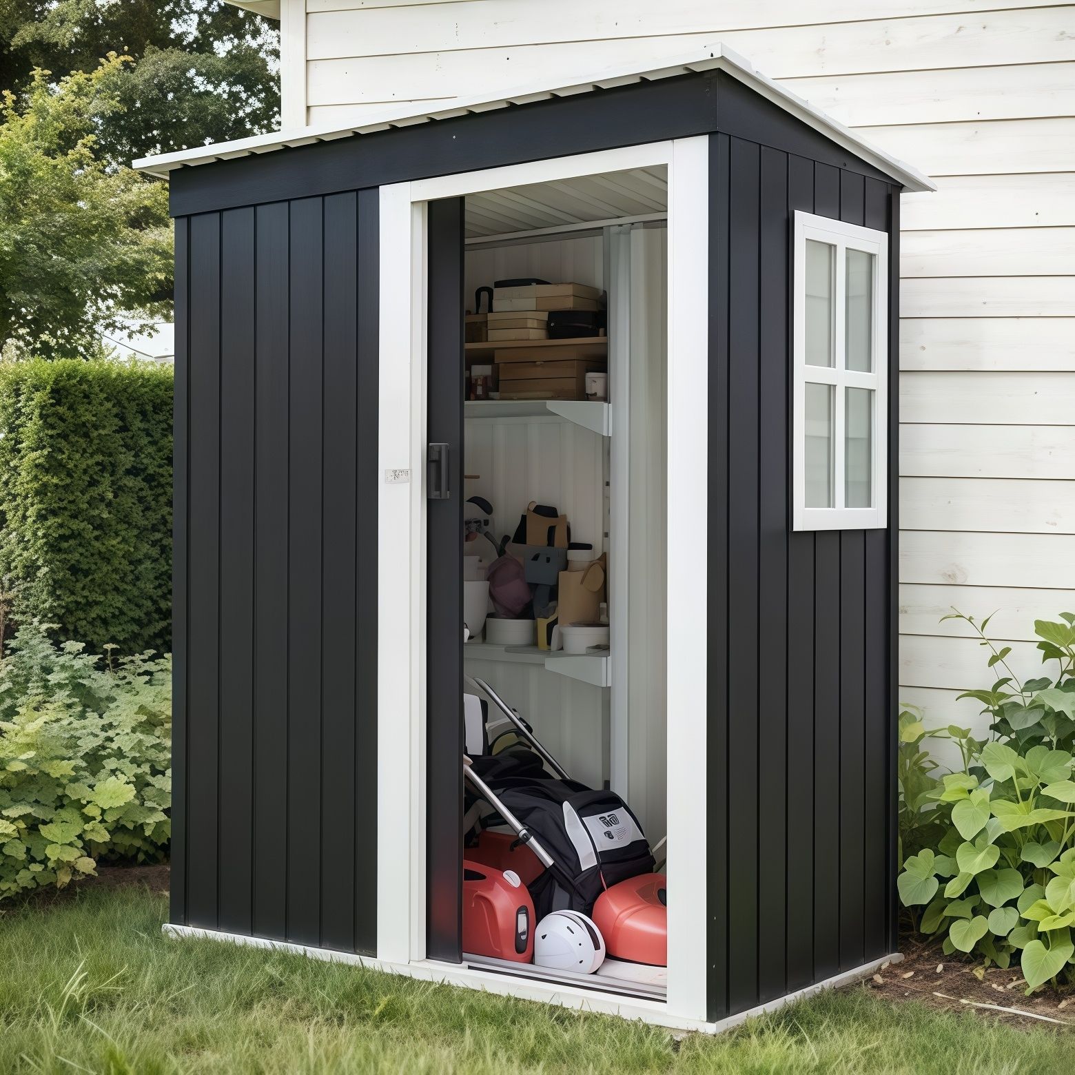 赤字価格 NARUKAMI物置 屋外 大型 スチール倉庫 可動棚ナシ 引き戸タイプ 窓付き 防水 防錆 耐候 戸外収納庫 大容量1900L 床材補強フレーム付き W164xD88.5xH182頑丈収納庫 ガーデニング 庭 ベランダ 田畑用 おしゃれ 屋外物置