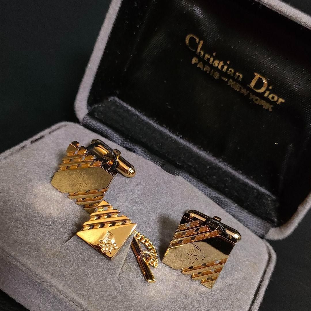 Diorディオール カフス タイピンセット ゴールド メッシュ ロゴ