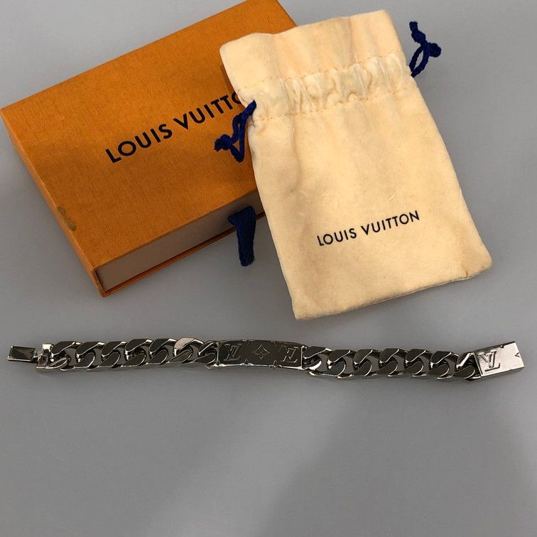 品 LOUIS VUITTON ルイ ヴィトン M62486 LVロゴ モノグラム チェーンブレスレット シルバー 182-251111-SY-02-iwa