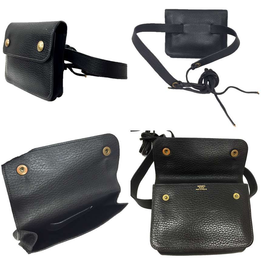 エルメス HERMES ポシェットグリーン ウエストポーチ ブラック 黒 セリエ ヴィンテージ アンティーク エルメス バッグ aq12019