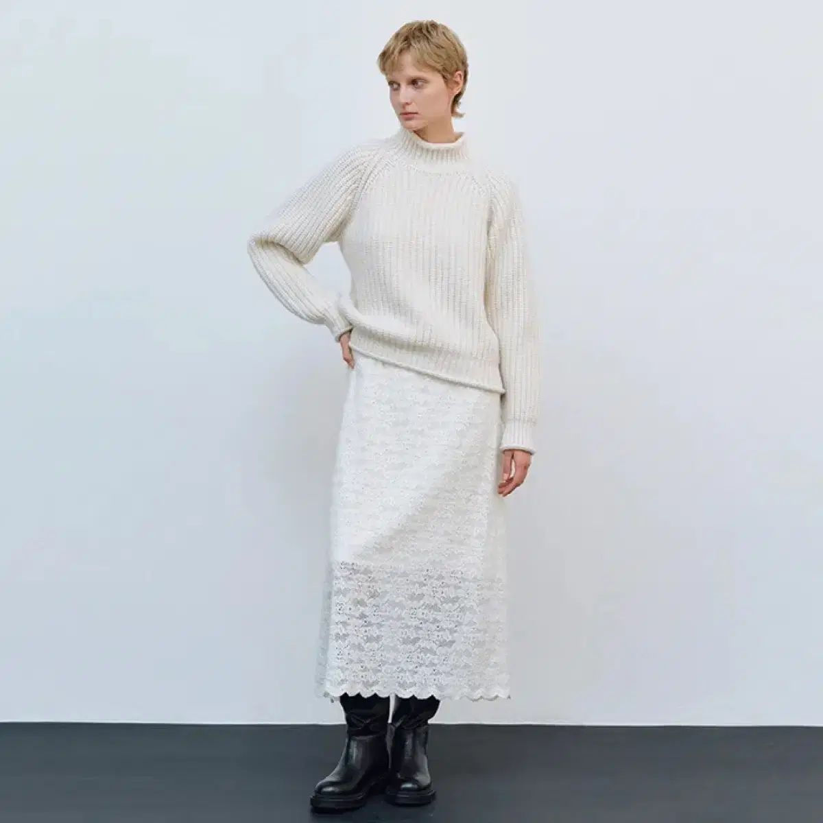 ル ぬい harper high-neck ribbed sweater 長袖 ニット セーター