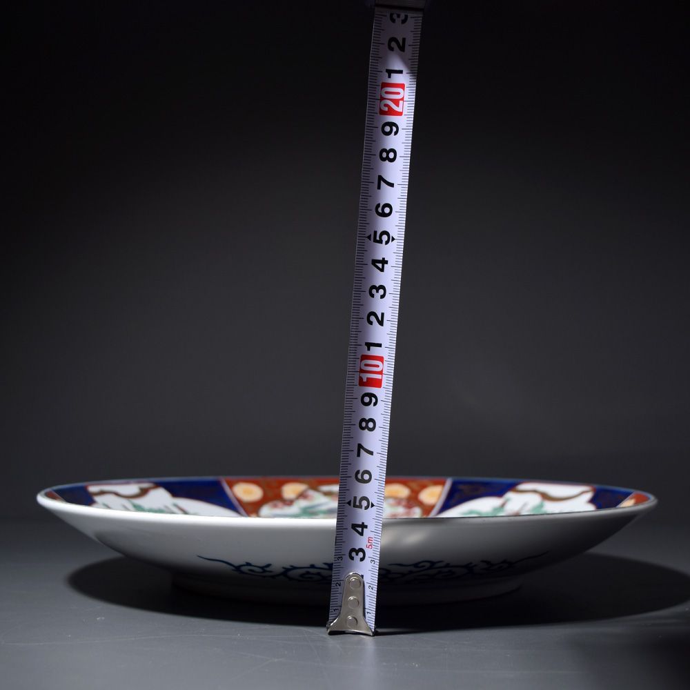 有田焼 秀峰 金彩染錦花絵大皿 尺皿 盛り皿 大皿 飾り皿 アンティーク