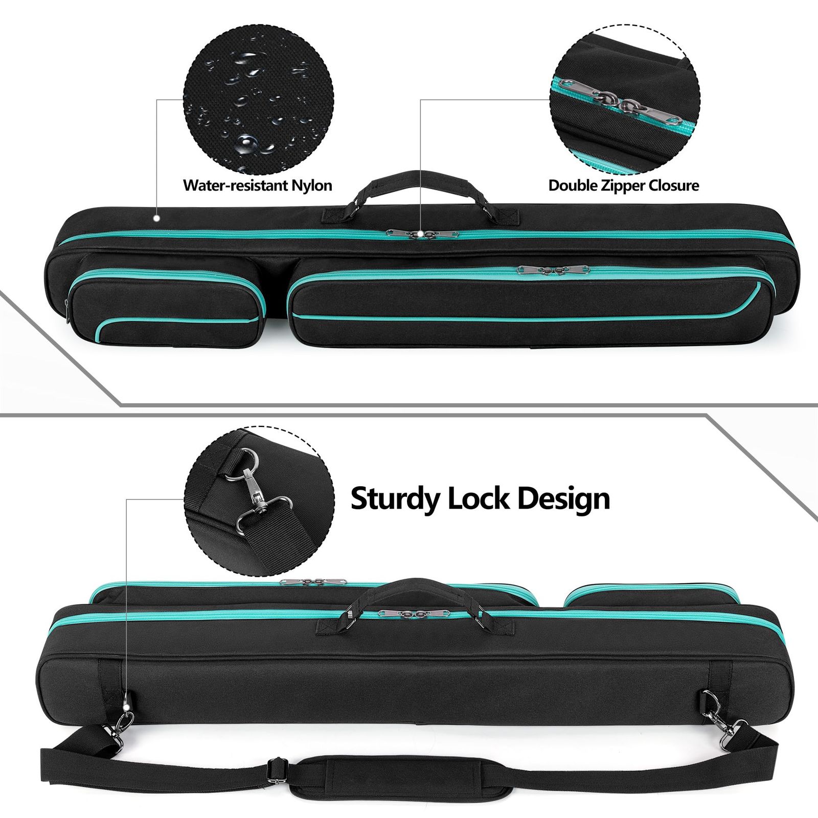 新品 キューケース バット2本とシャフト2本収納可 ビリヤードキュー