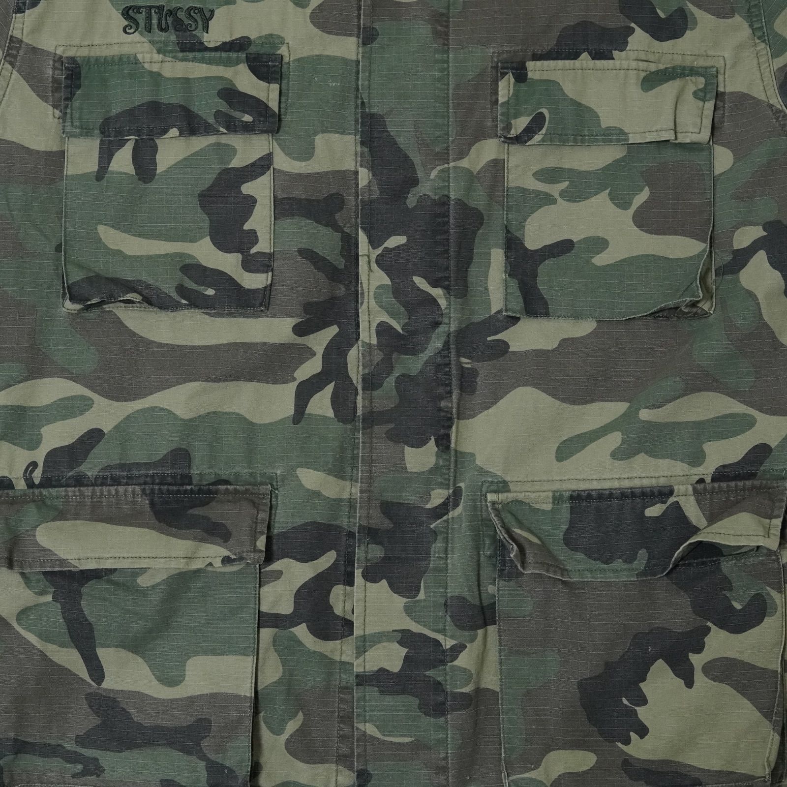ステューシー Stussy ミリタリー ジャケット XL 迷彩 フラワー 刺繍