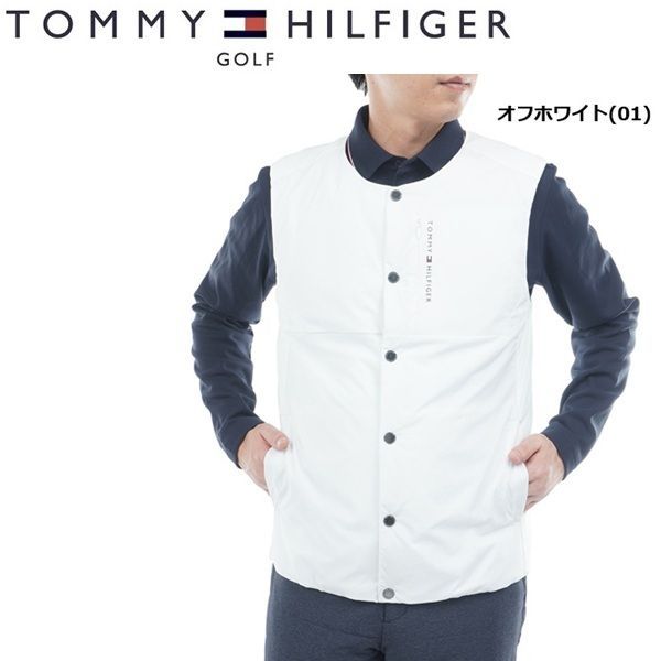トミーヒルフィガー ゴルフ メンズ ノー 中綿ベスト TOMMY HILFIGER GOLF THMA585 秋冬モデル オフホワイト 01