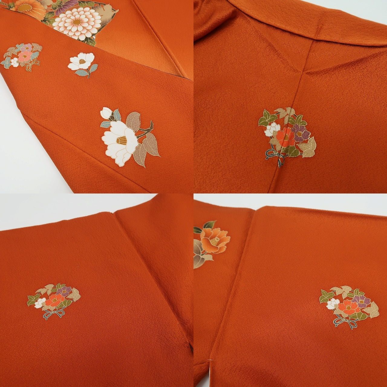  ✾まめ藤✾ｍ2361 正絹 洒落五つ紋 金駒刺繍 芍薬 椿 菊 Sサイズ 手縫い仕立て 成人式 振袖 振袖 着物