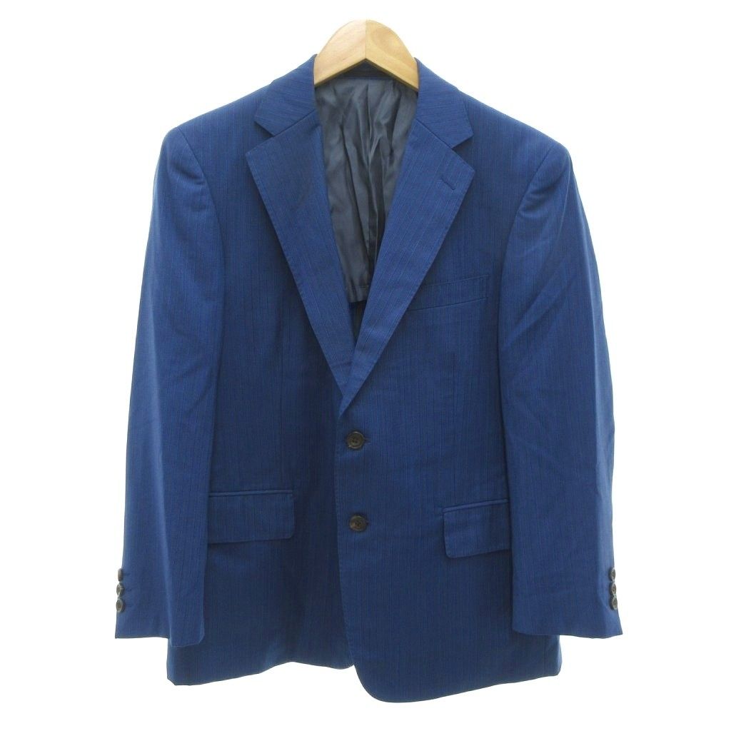 スキャバル SCABAL SUPER 140 S MOTS セットアップ スーツ ジャケット パンツ ストライプ 青 ブルー 春夏 AE GY44