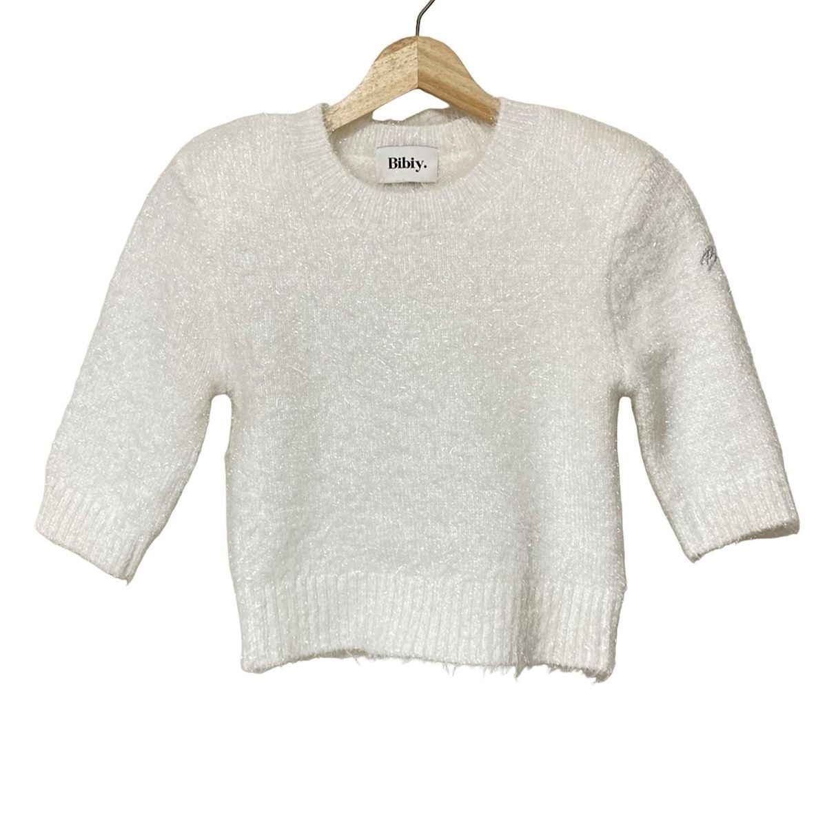 Bibiy. ビビィ 七分袖セーター サイズF レディース - 白 ラメ