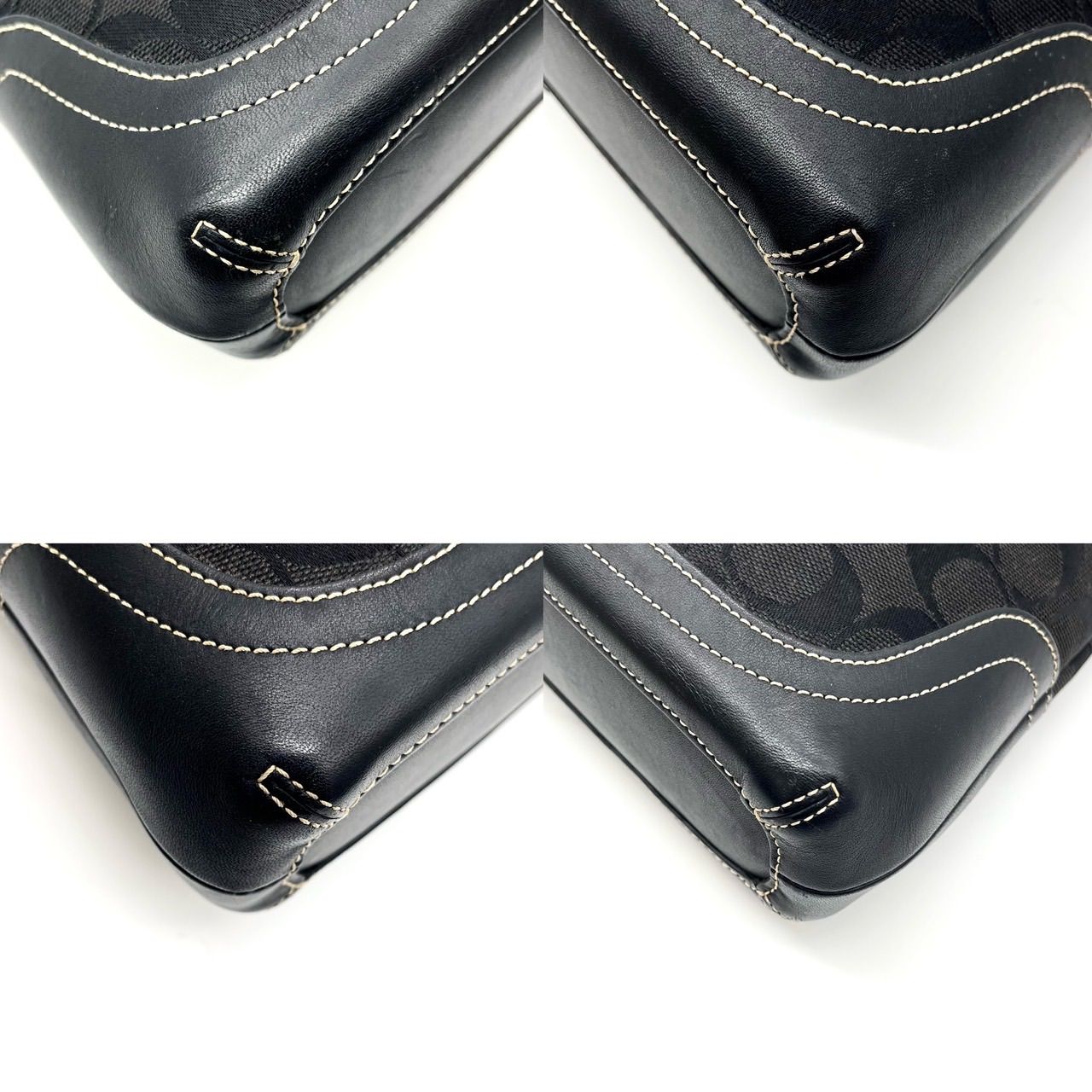 良品】 COACH Y2K hobo signature black canvas leather belt shoulder 