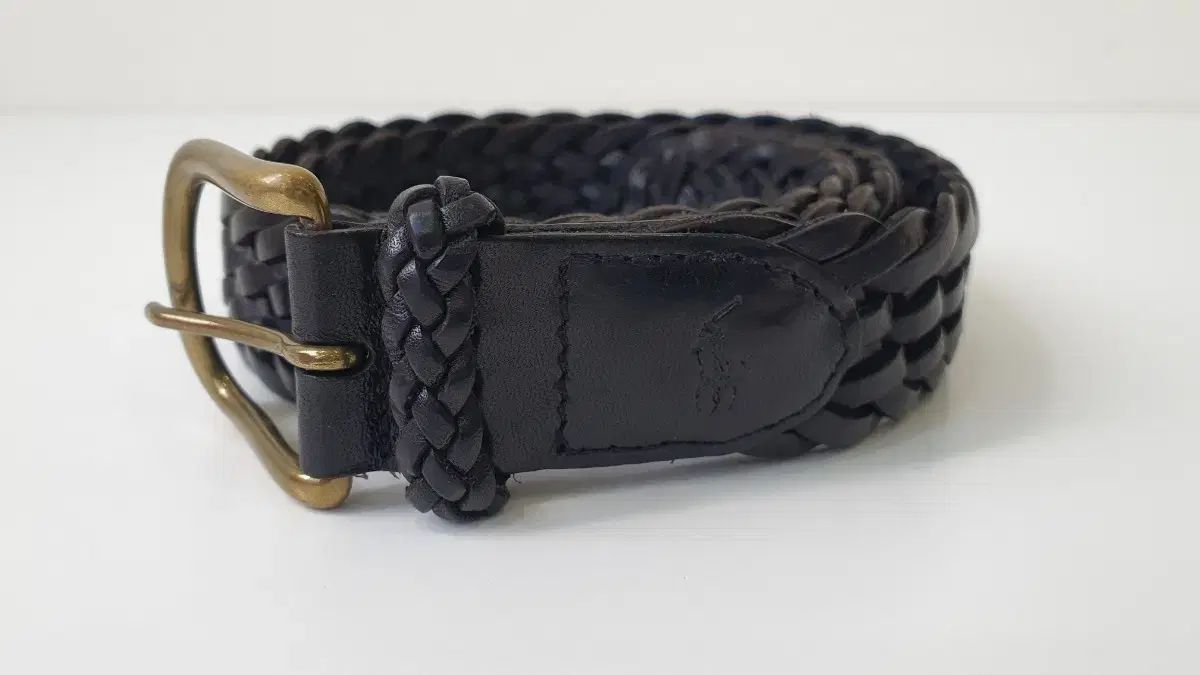 ポロ ラルフローレン ブラック ウィービングベルト ケーブル編みベルト 32インチ