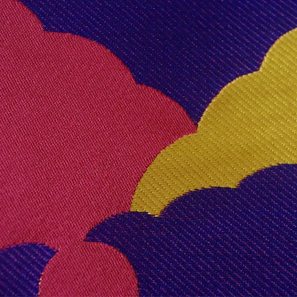  京袋帯 お太鼓 一重太鼓 銀座結び 角出し 鉄紺色 暗紅色 葡萄色 黄支子色 雪輪模様 ポリエステル 女性 レディース 帯 着物 20代 30代 40代 50代 60代 70代 obi-ko 27 袋帯 帯