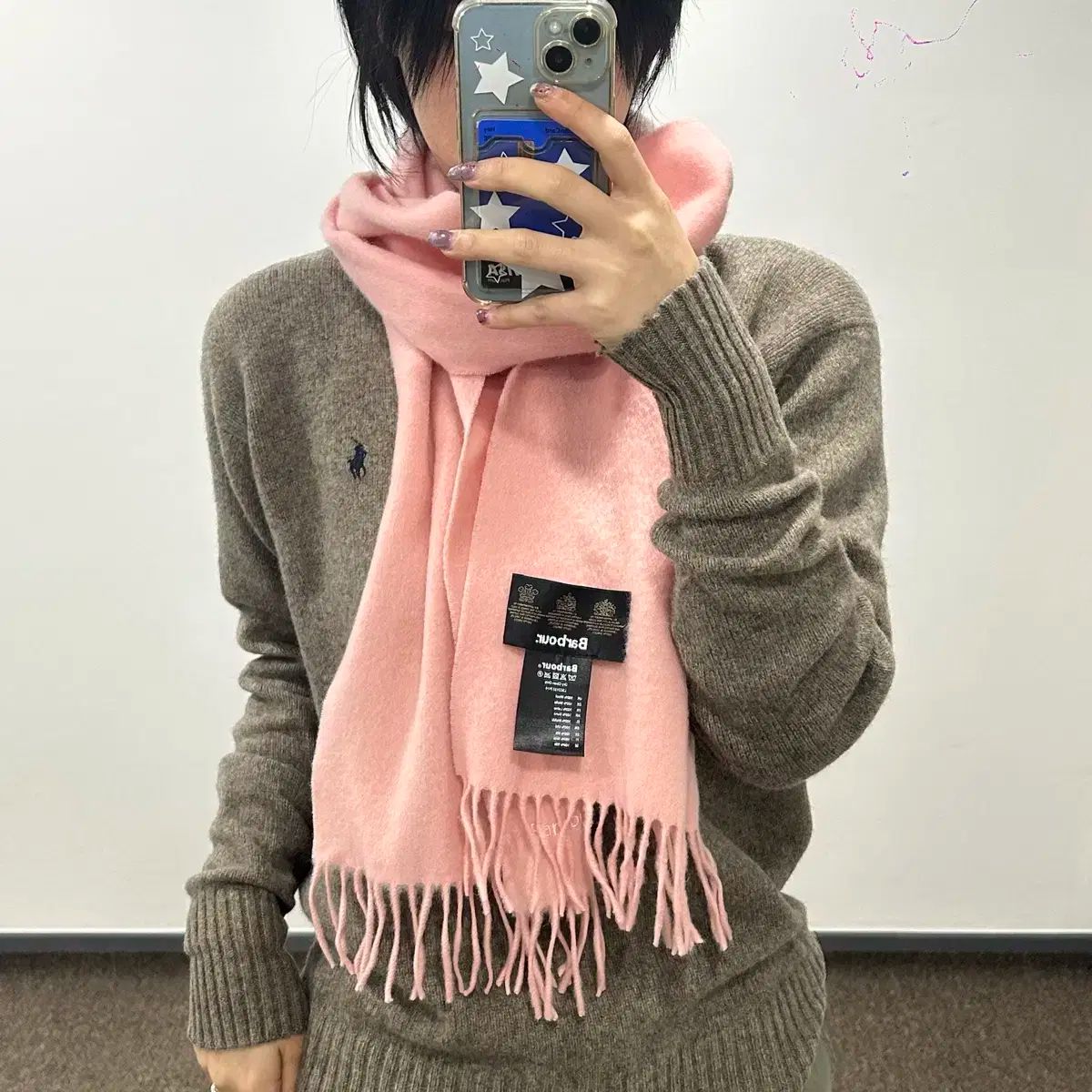 Barbour ウール ピンク マフラー