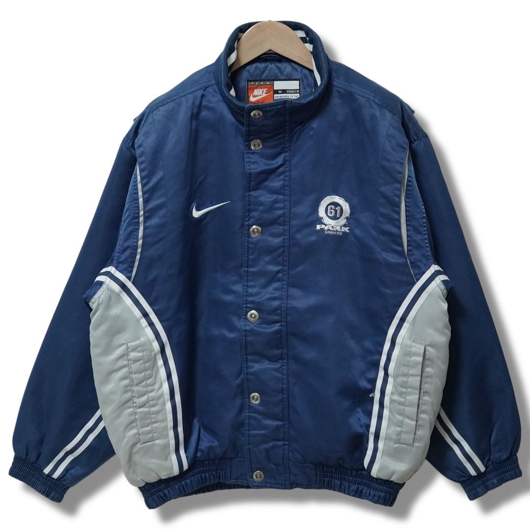 ナイキ NIKE 中綿 ナイロンジャケット L 相当 表記 M ネイビー×グレー