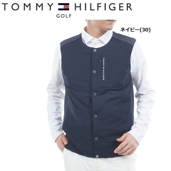 トミーヒルフィガー ゴルフ メンズ ノー 中綿ベスト TOMMY HILFIGER GOLF THMA585 秋冬モデル ネイビー 30