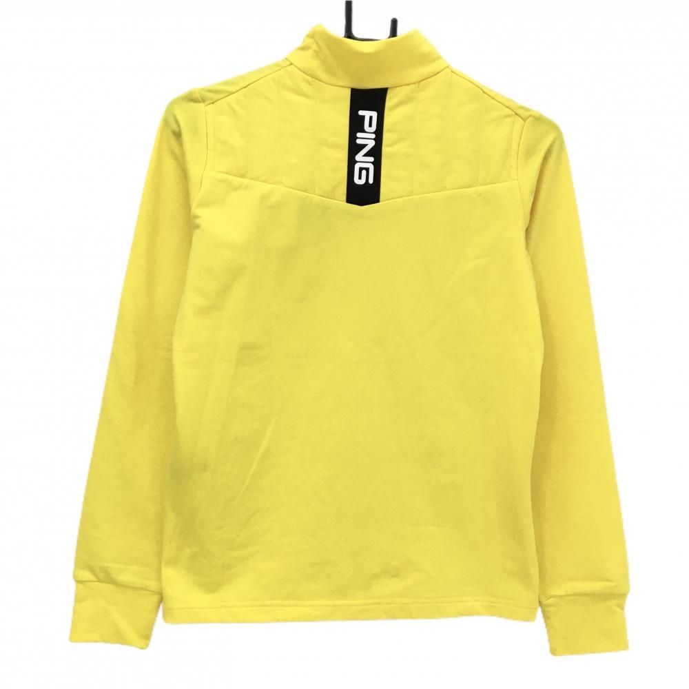 ピン 長袖ハイネックシャツ イエロー×黒 後ろ上部中綿 裏微起毛 レディース S ゴルフウェア モデル PING