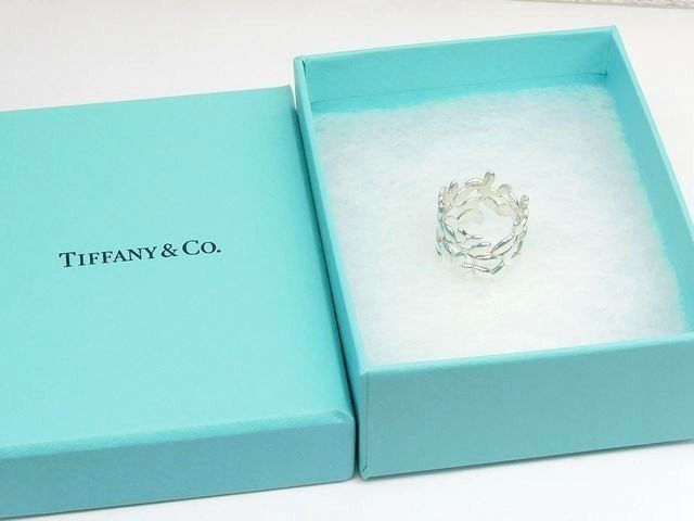美品 ティファニー □ オリーブ リーフ バンドリング 指輪 10.5～11号