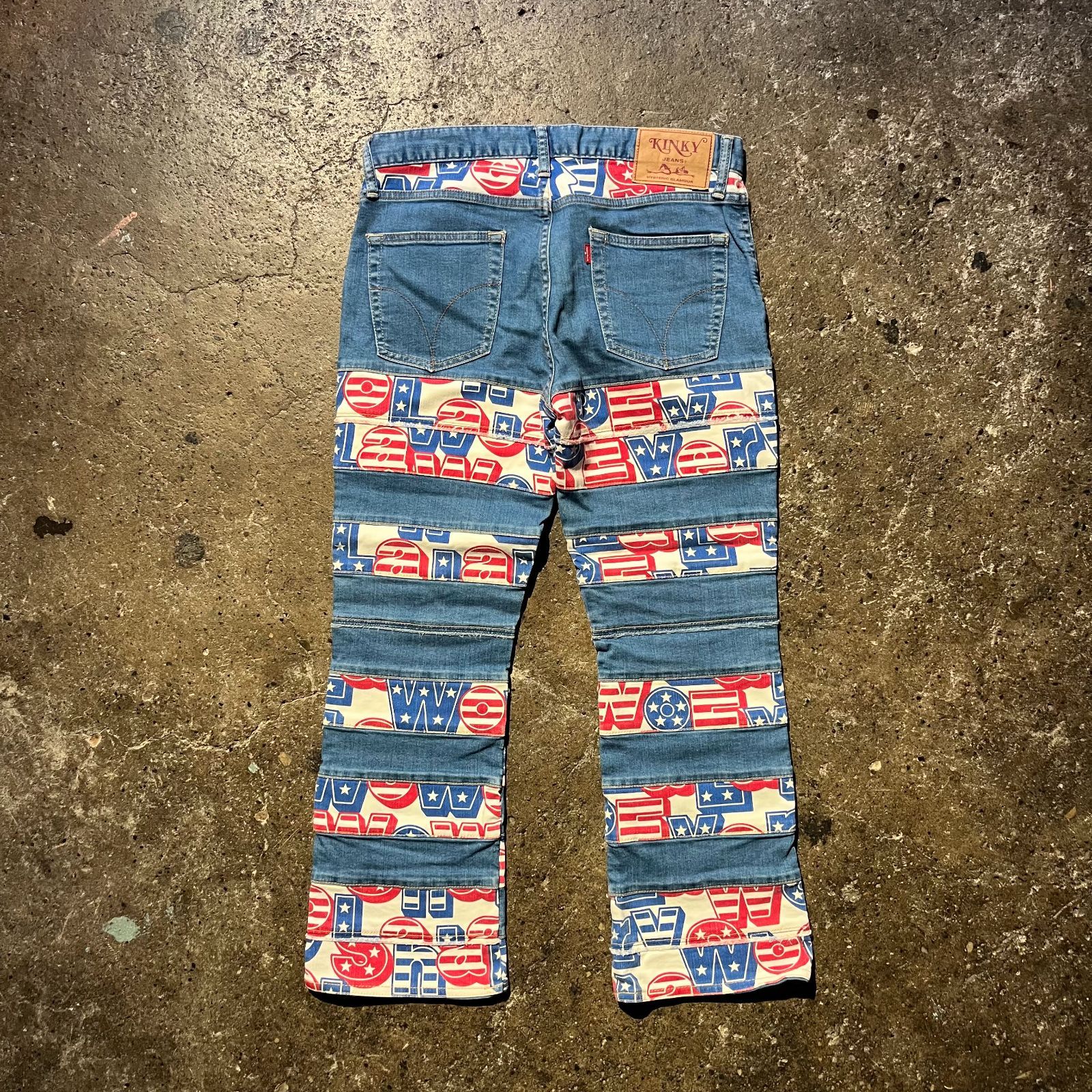 HYSTERIC GLAMOUR SHA-LA-LA総柄スクラッチフ デニムパンツ ツギハギ 加工 ヒステリックグラマー