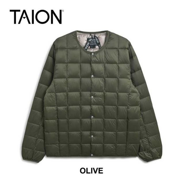 クルーネックボタン ダウンジャケット