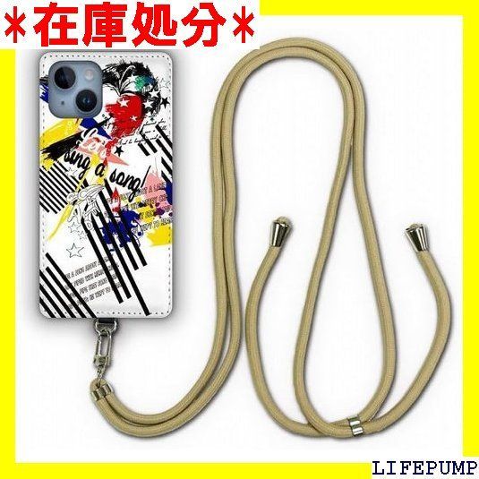 ス ScoLar デザイン iPhone 14 ケース スマホショルダー アイフォン14 スマホケース ショルダーストラップ ショルダーケース スマホストラップ カバー スマホカバー ロックなコラージュ柄 アップル 908