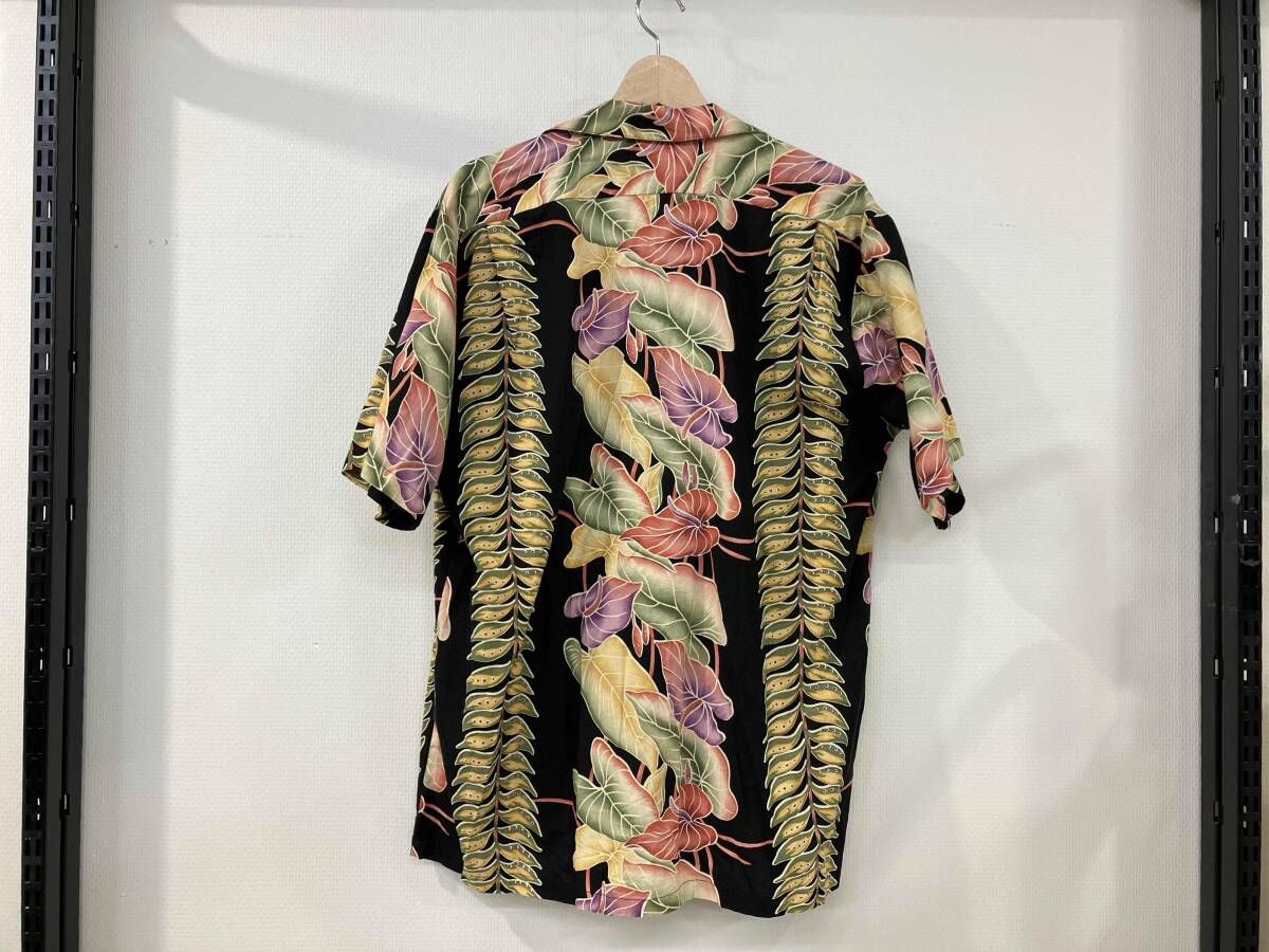 Hilo Hattie ヒロハッティ THE HAWAIIAN ORIGINAL ハワイアンオリジナル アロハシャツ 半袖シャツ サイズL 黒系 総柄 メンズ