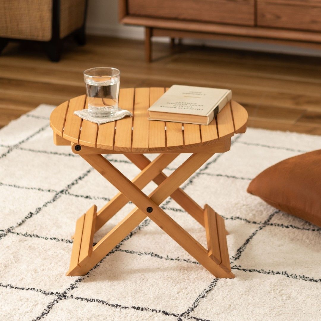 本州 フォールディングテーブルS 折りたたみ式 組立 天然木 ワンタッチ ナチュラル インテリア W 45×D 2.5×H 60