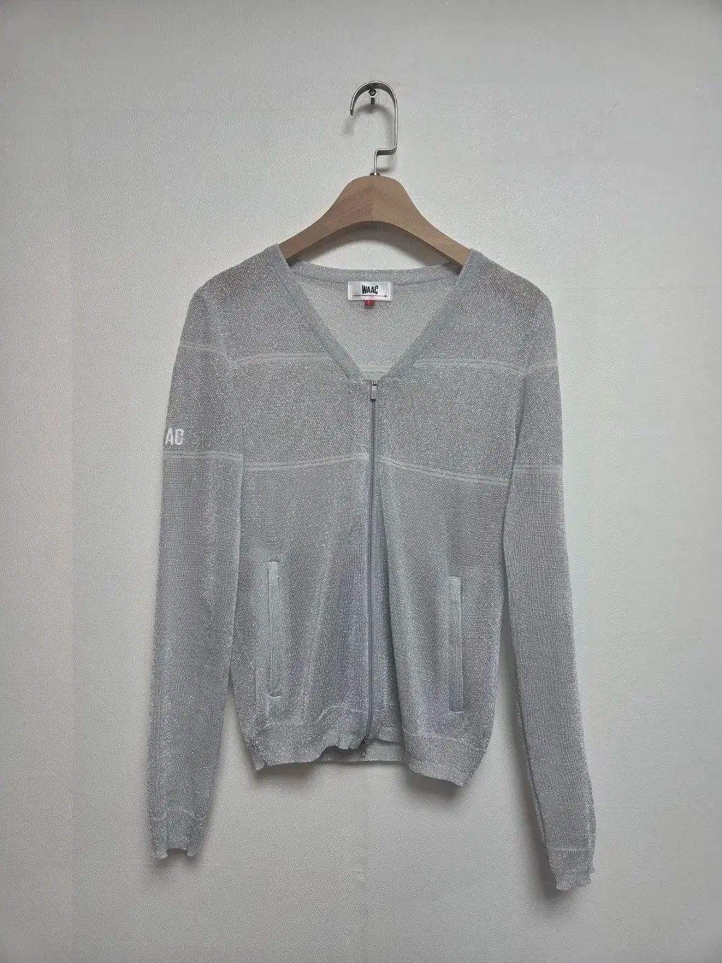 ワック ゴルフ レディース ジップアップ 長袖 ニット シルバー XS