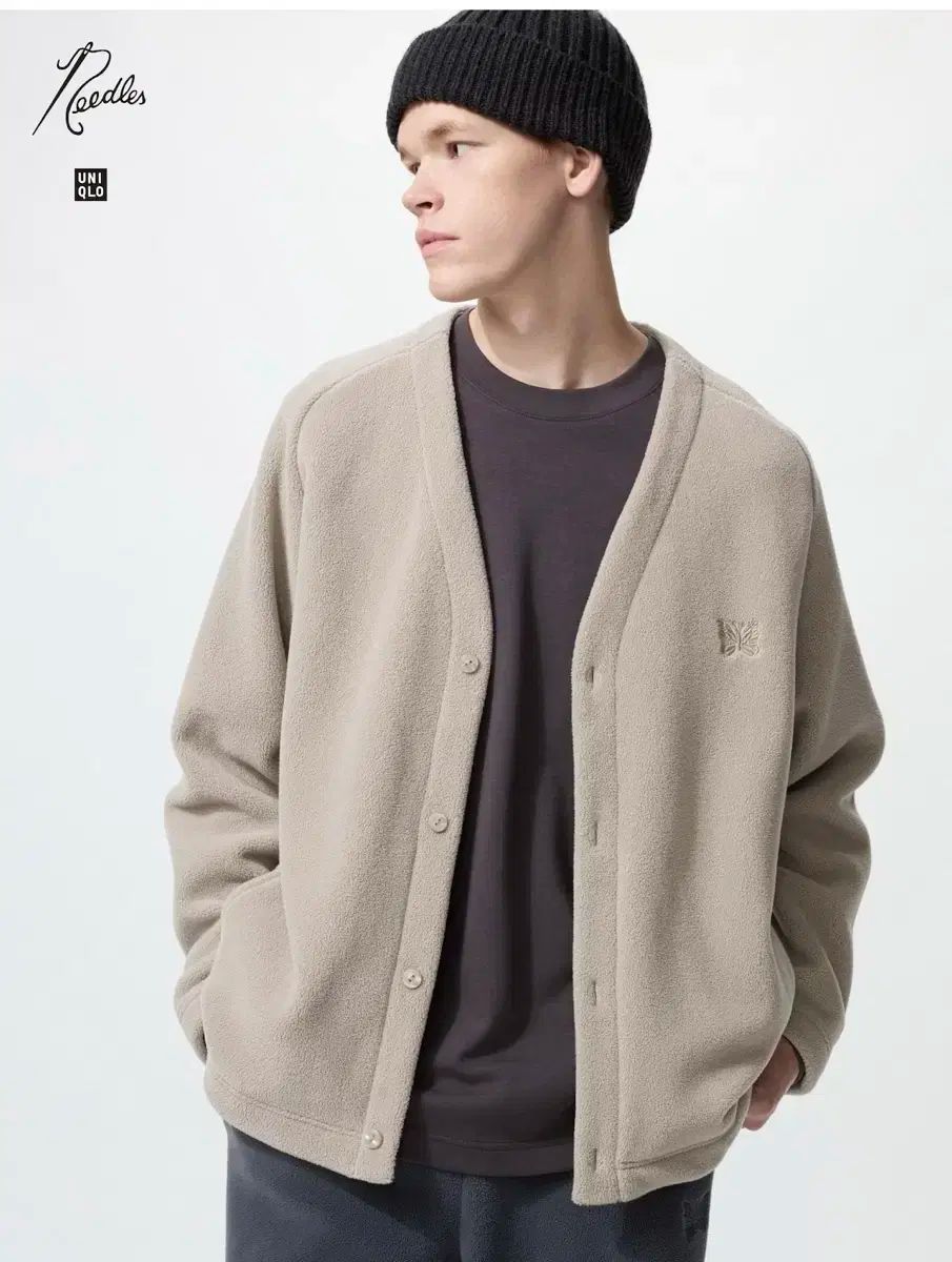 ユニクロ ニードルズ フリース カーディガン ベージュ XL