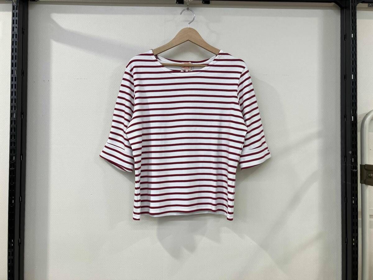 23区 ニジュウサンク Armor lux アルモリュクス ターンスリーブジャージーカットソー 半袖Tシャツ サイズ44 白×赤 ボーダー