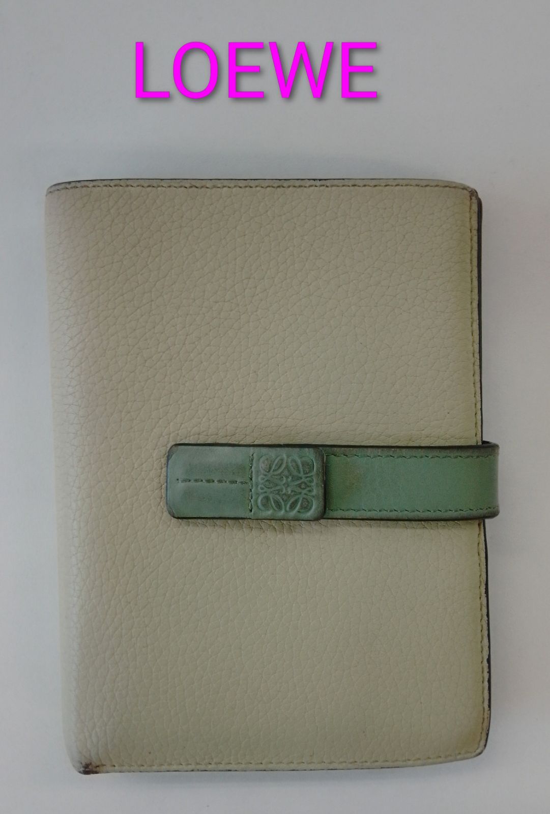 APN08 ロエベ アナグラム バーティカルウオレット 2つ折り財布 シルバー金具