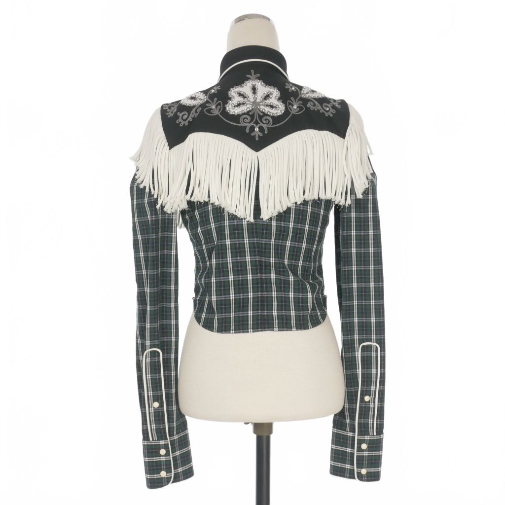 ディースクエアード DSQUARED2 23AW カウボーイ ウエスタンシャツ ブラウス 長袖 38 グリーン 緑 S72DL0733 正規