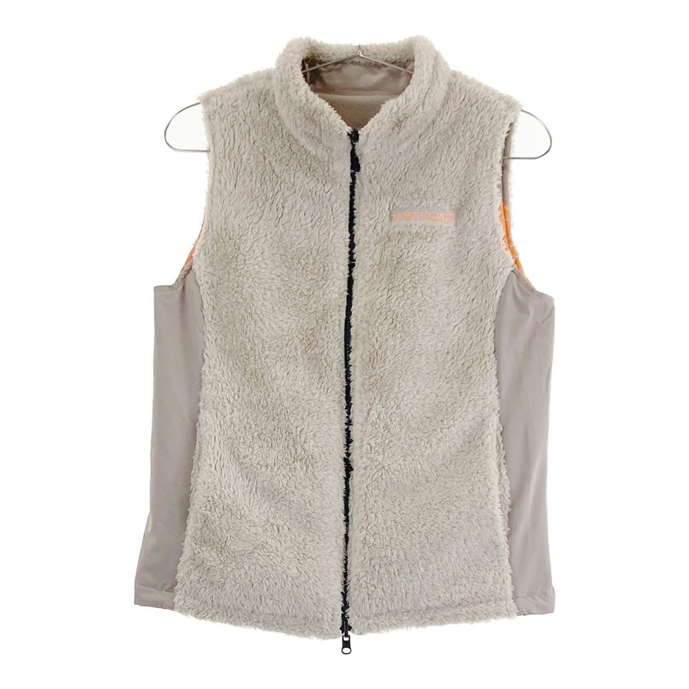 サイズ 38 VIVA HEART ビバハート リバーシブル ボア 中綿ベスト ロゴ総柄 ベージュ系 240101402446 ゴルフウェア レディース ストスト