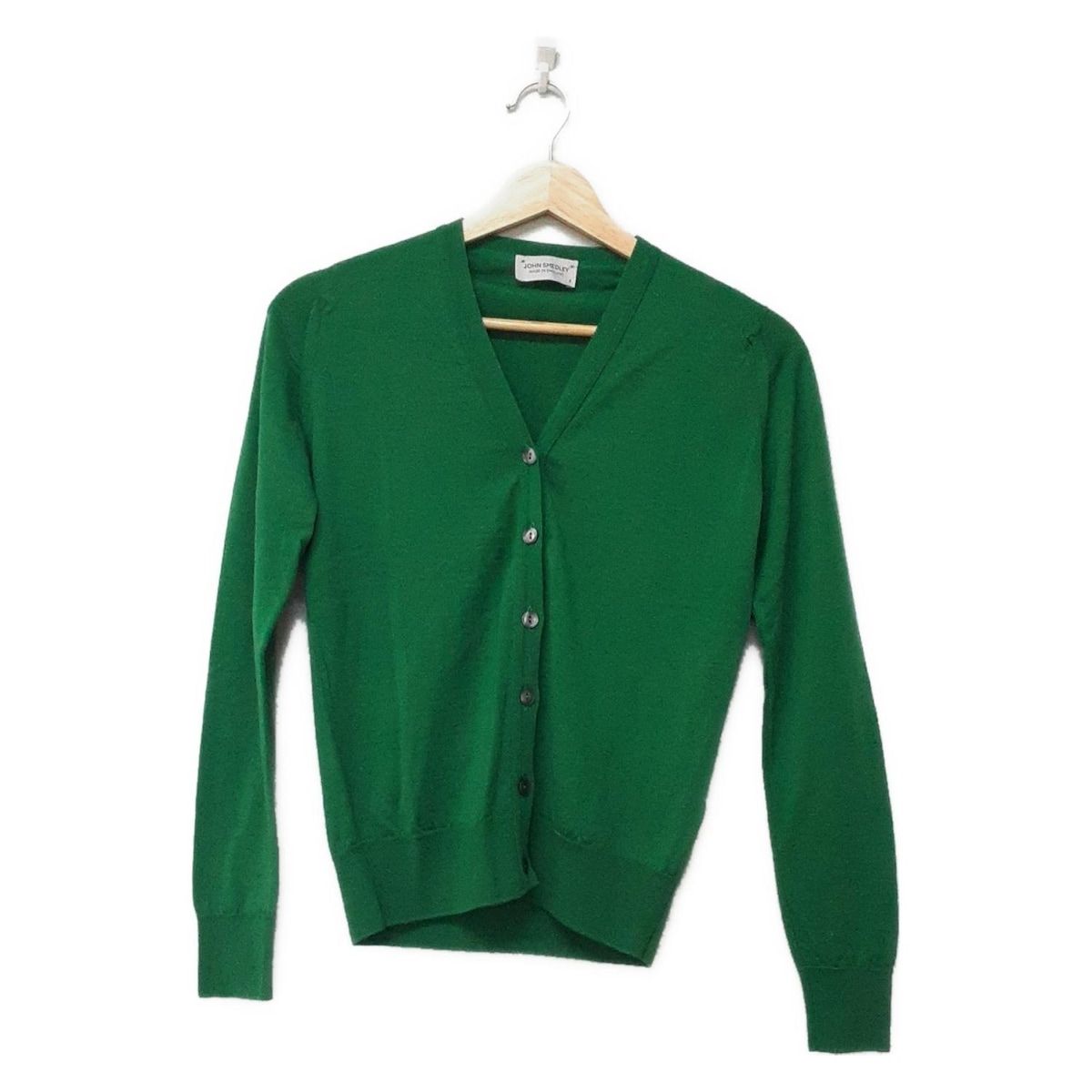 最終値下げ　JOHN SMEDLEY 薄緑　カーディガン M 店舗限定】JOHN SMEDLEYコラボ Vネックカーディガン(トップス