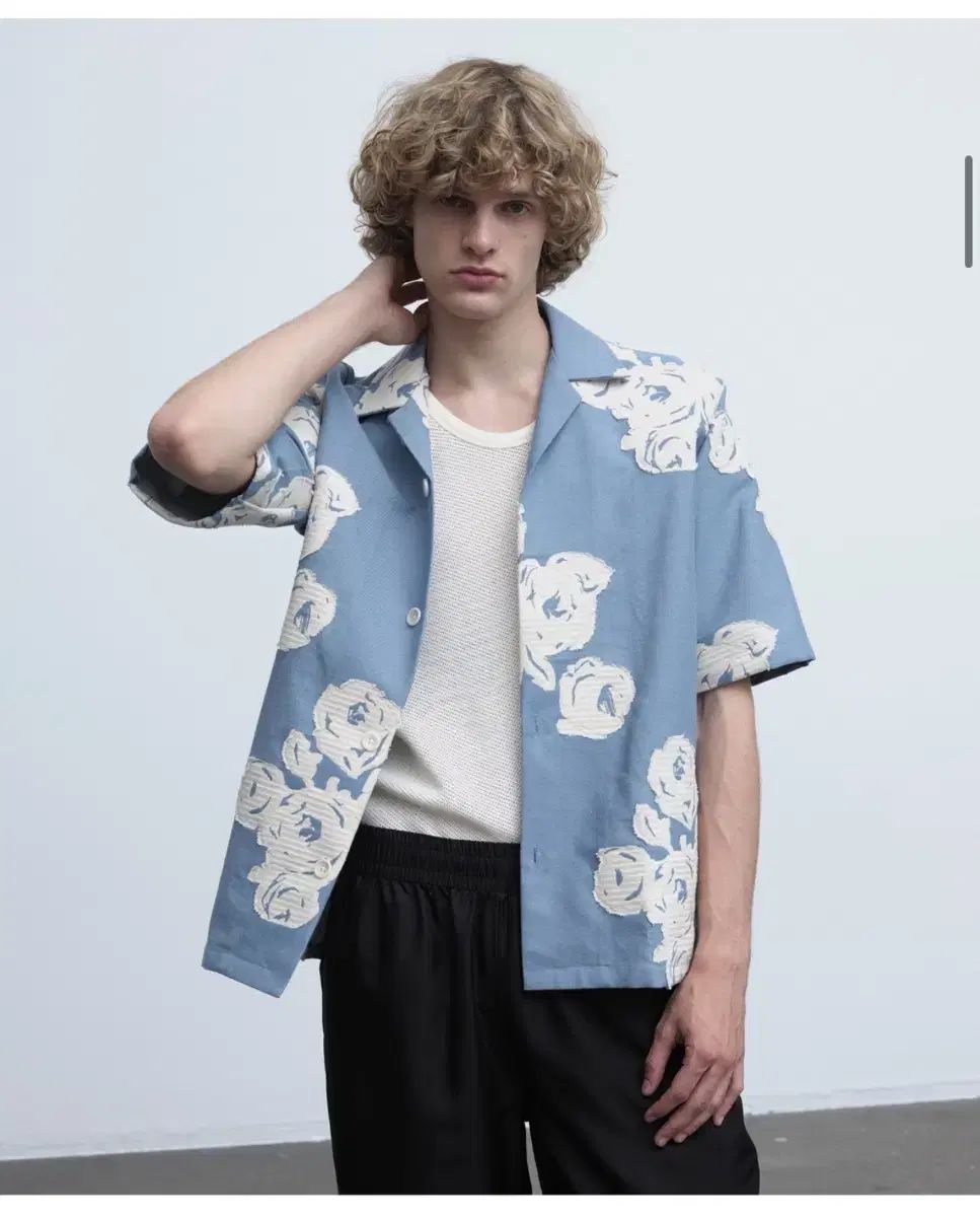 サンフラワーカーディガンシャツ ブルー