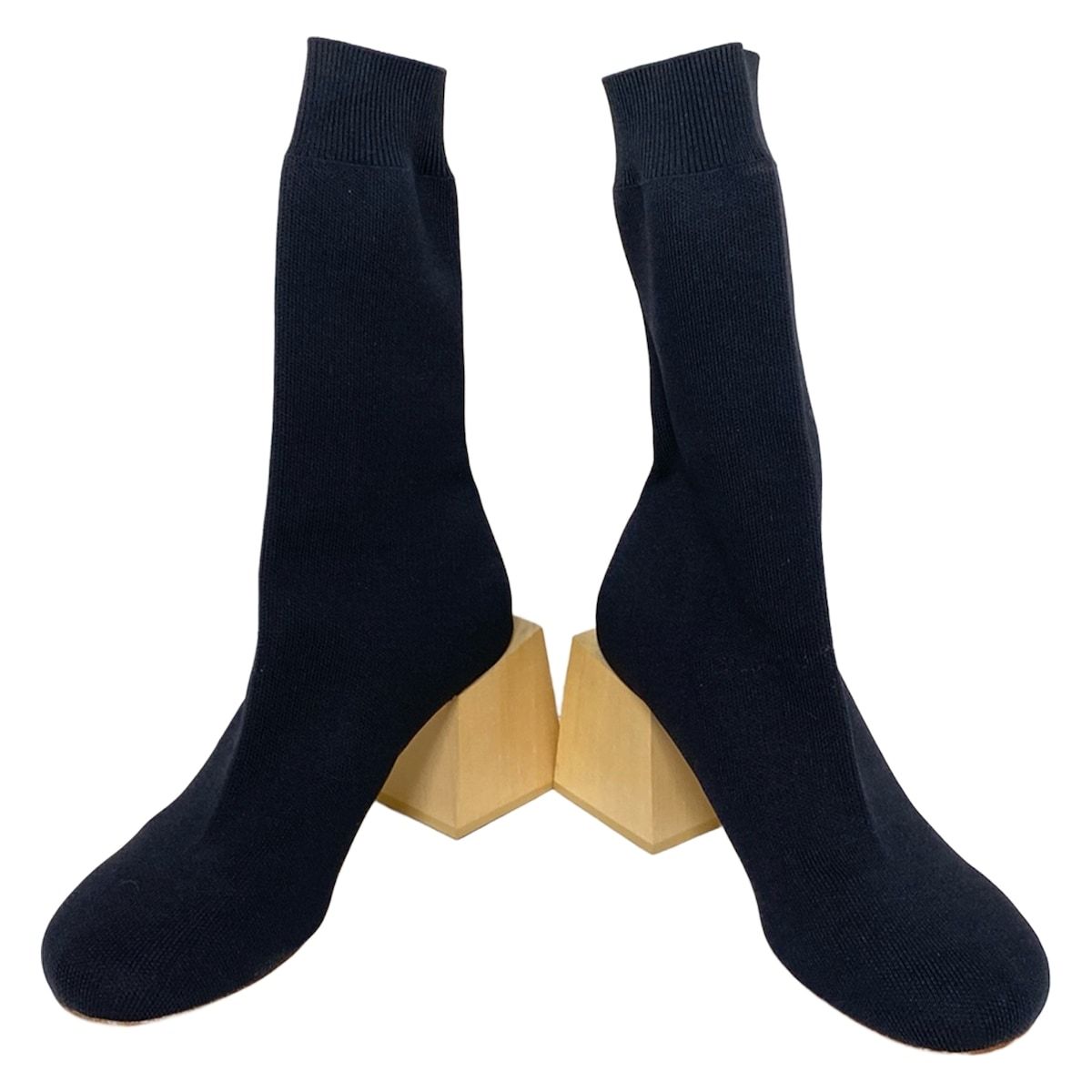 ENFOLD エンフォルド ブーツ 38 レディース - 黒 ソックスブーツ ウッドソール