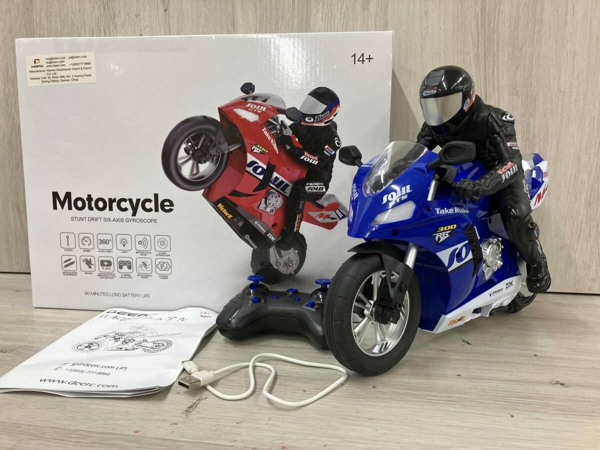 ジャンク 動作未確認 DEERC 【HC-802 ブルー】ラジコン オートバイ