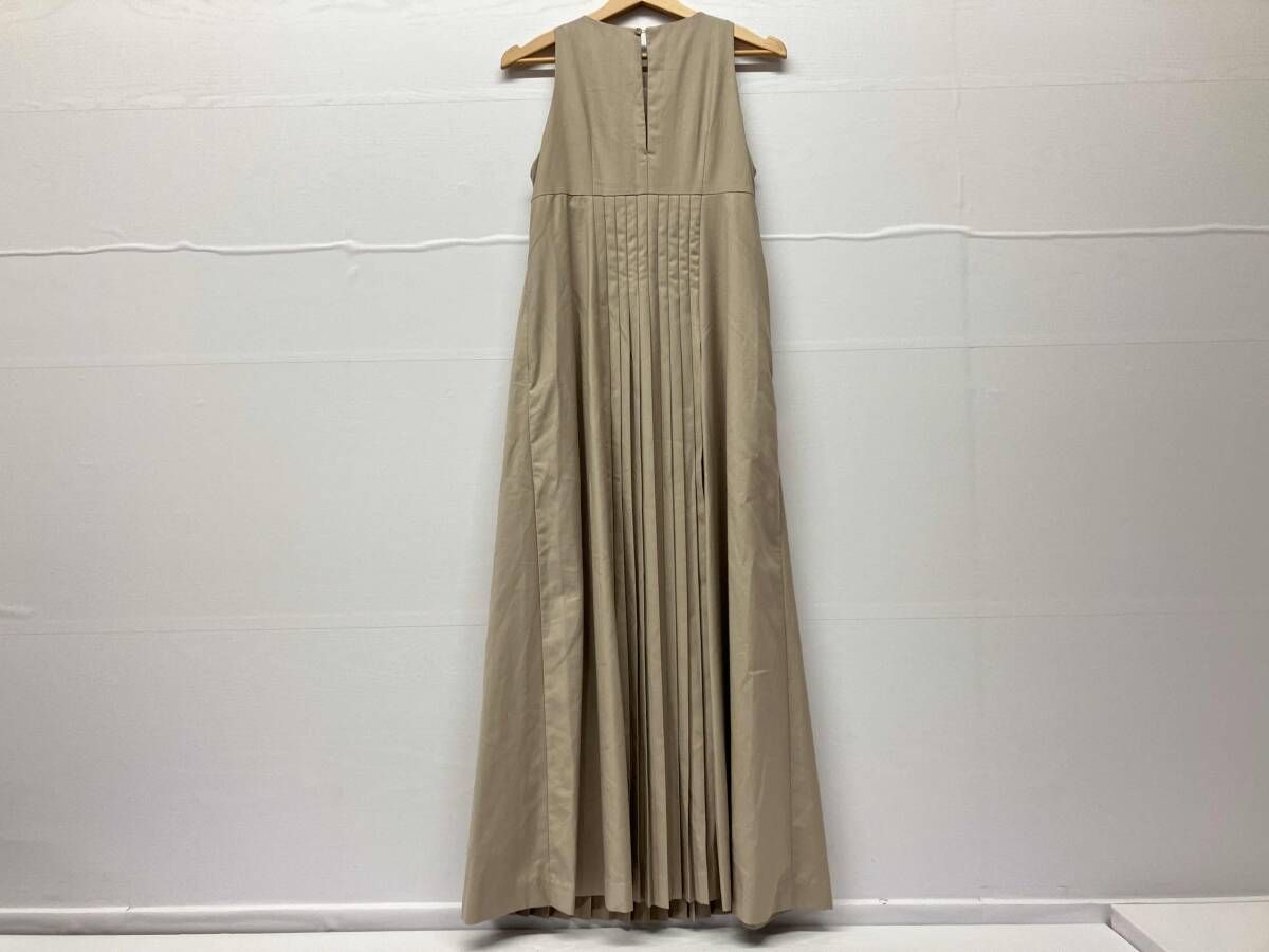 Estella.K 123251280 Emilia Pleated Dress プリーツ ワンピースBEG ベージュ ノースリーブ Fサイズ 胸パッド ベルト付き 通年