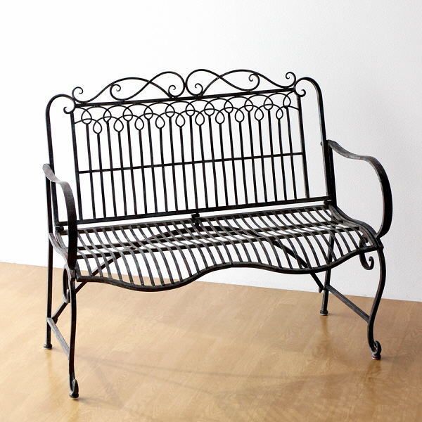 ベンチ ガーデンベンチ アイアン 二人掛け おしゃれ ガーデンファニチャー アンティーク風 アイアンの二人掛けベンチ スパイラル