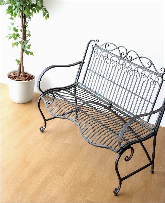 ベンチ ガーデンベンチ アイアン 二人掛け おしゃれ ガーデンファニチャー アンティーク風 アイアンの二人掛けベンチ スパイラル