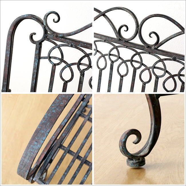 アンティーク風 アイアンの二人掛けベンチ