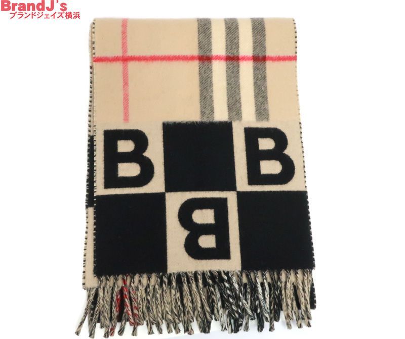 BURBERRY　バーバリー　ロングマフラー BURBERRY (バーバリー) ウール リバーシブル ロゴ ロングマフラー