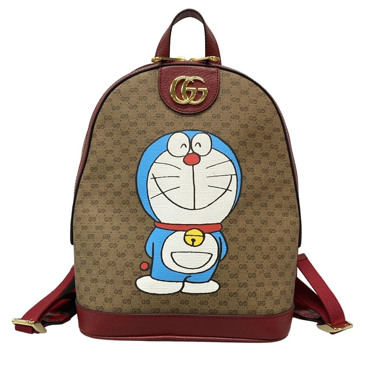 GUCCI グッチ リュックサック ミニGGスプリーム バッグパック 647816 ベージュ×ダークブラウン×マルチ ドラえもんコラボ レザー