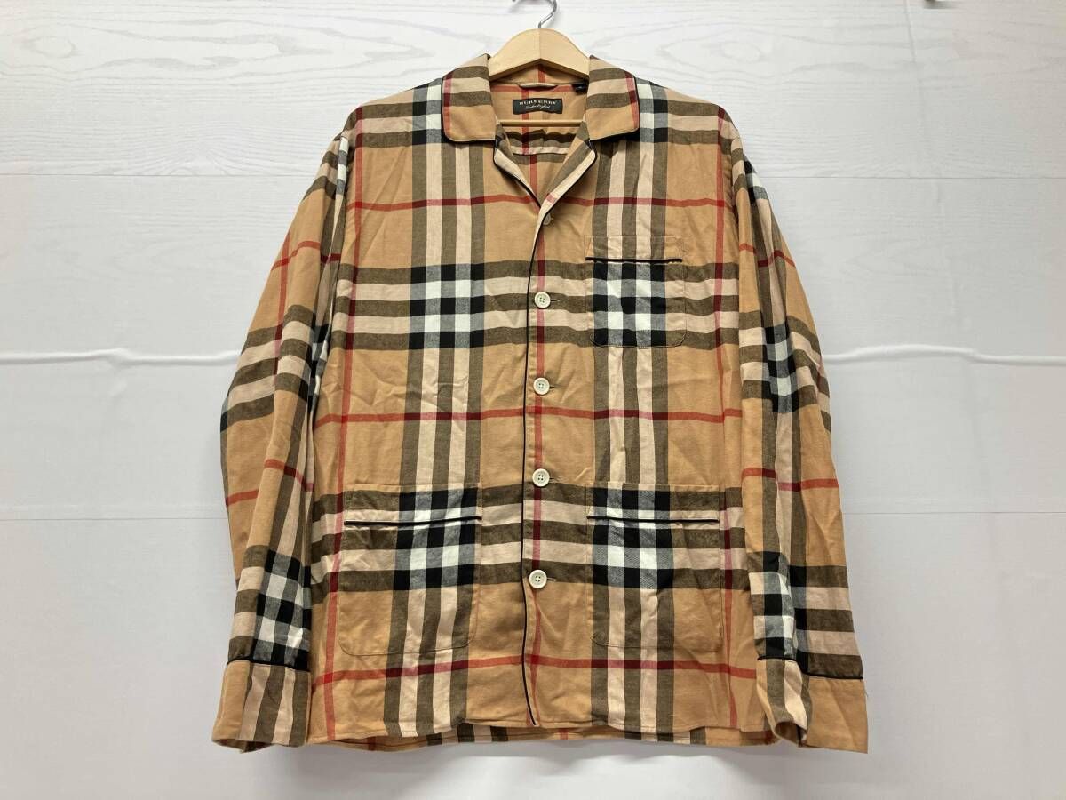 BURBERRY バーバリー 4553722 ノバチェック 長袖シャツ BRW ブラウン パジャマ コットン Mサイズ 通年