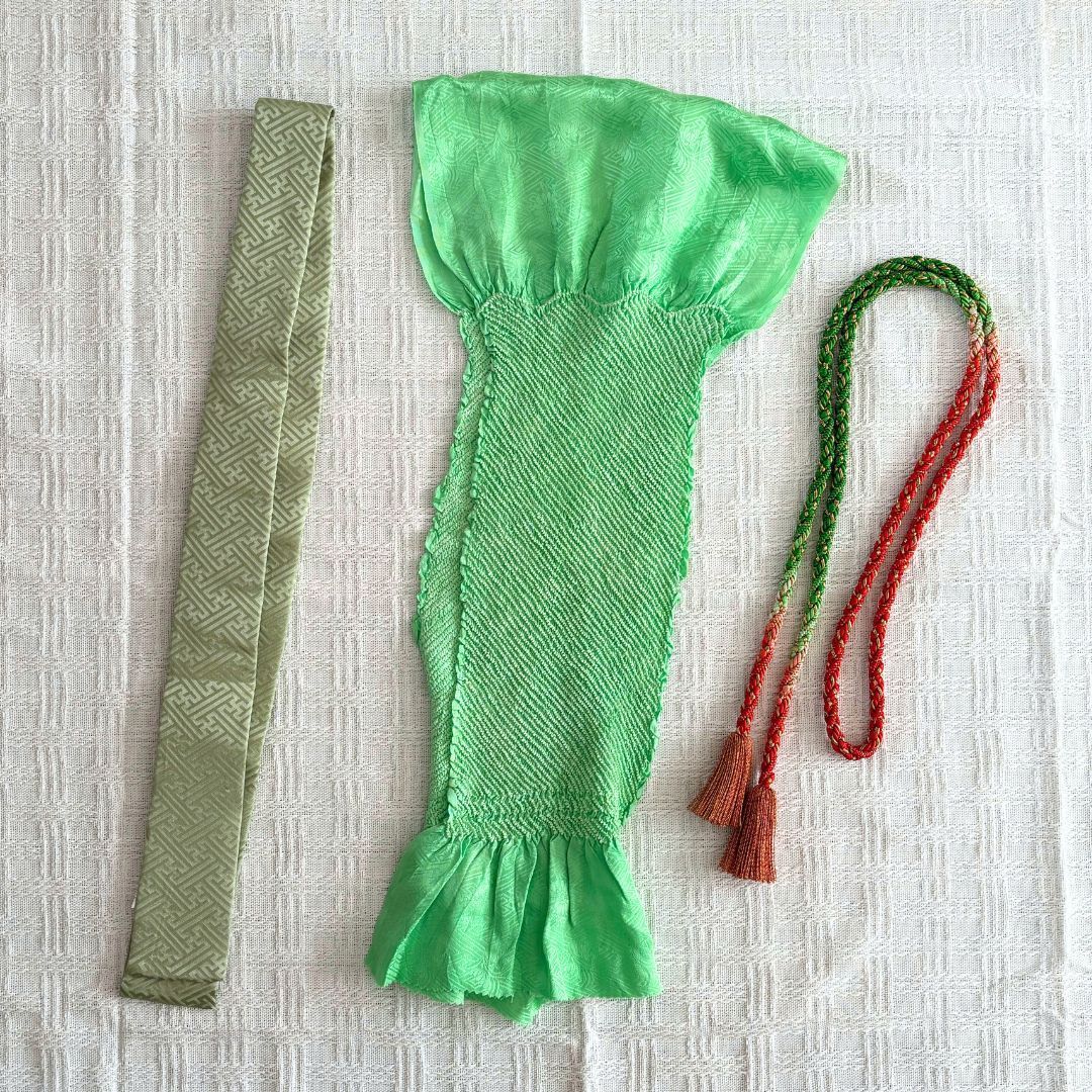 美品 振袖 フルセット 正絹 身丈160cm 刺繍衿付き パールトーン加工 茶