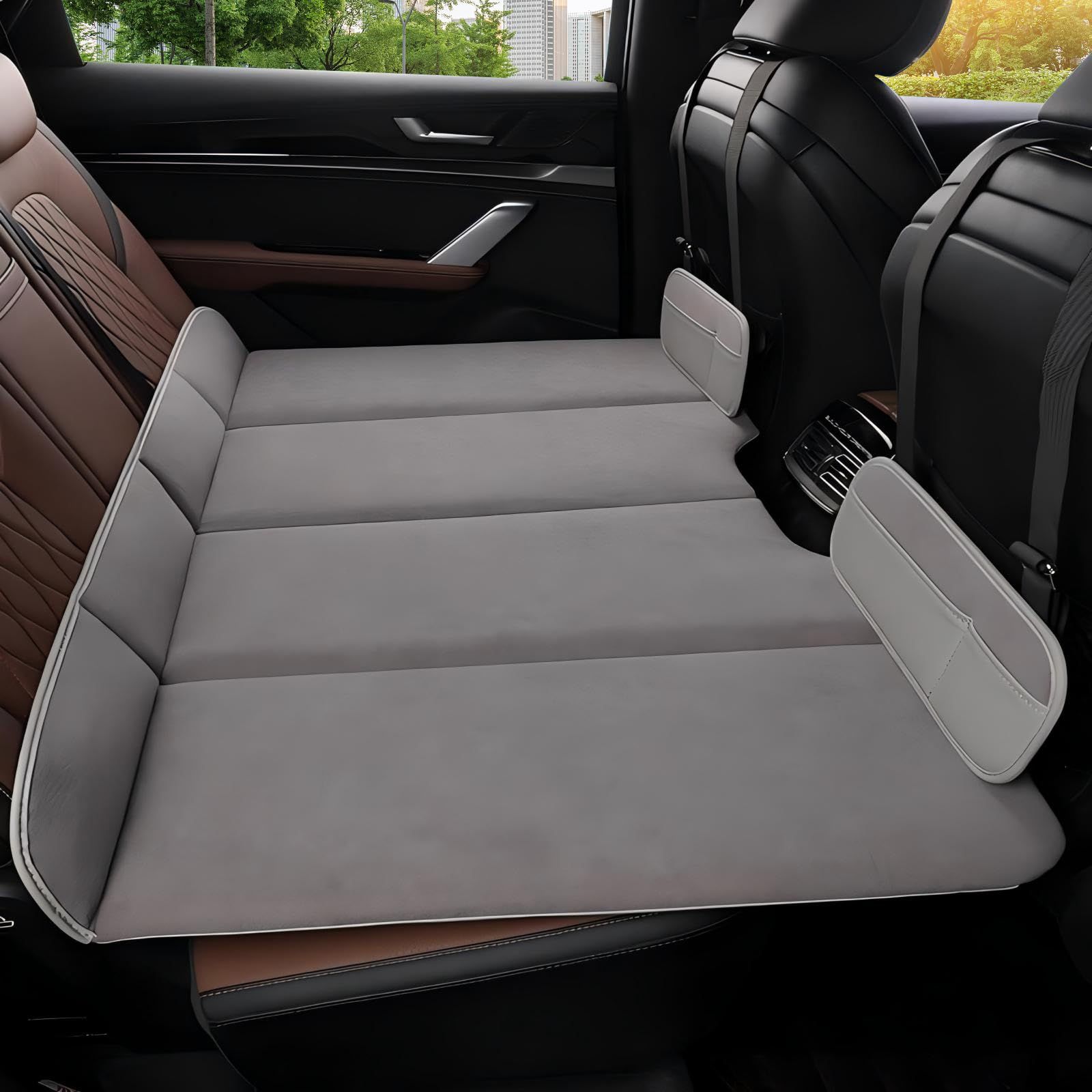 車中泊 マット 後部座席ギャップ対応 折りたたみ式 簡易ベッド 400 kg耐荷 重層構造 両面四季対応 防水防汚 SUV MPV 軽自動車用 旅行 仮眠 防災 アウトドア用 収納袋付き グレー