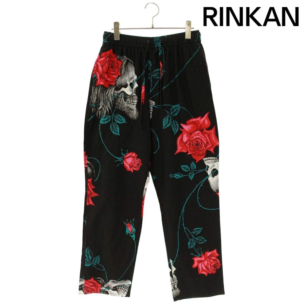 セントマイケル ×ワイルドサイドヨウジヤマモト WILDSIDE YOHJI YAMAMOTO SM-S23-0000-127 スカルローズ総柄ロングパンツ メンズ M