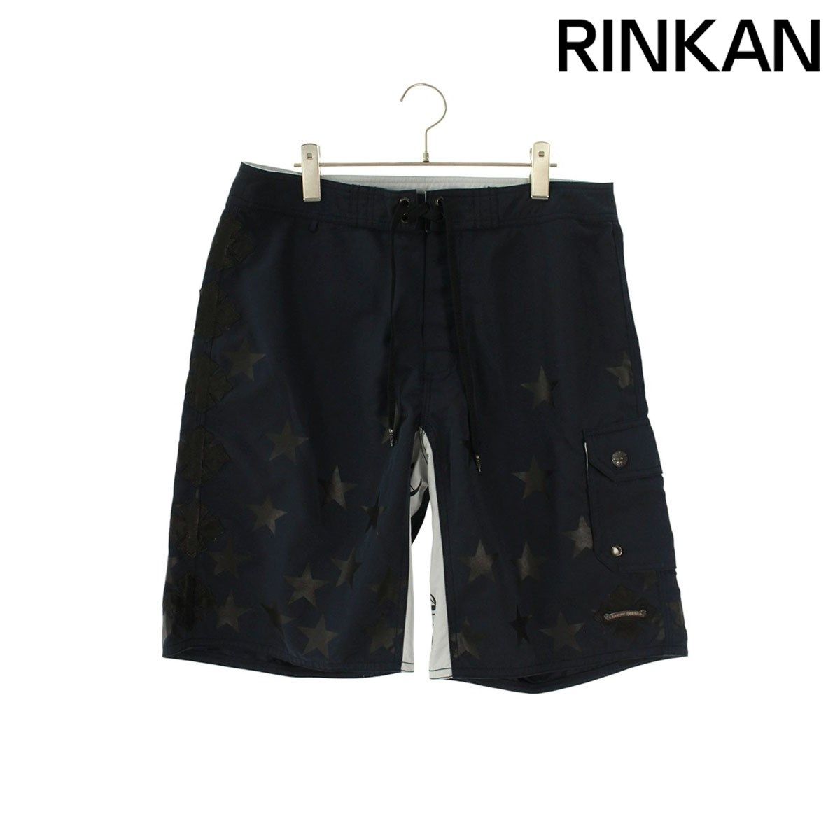 クロムハーツ SWIM PANTS CRS BTN CHプラスレザーパッチラベル付きハーフパンツ メンズ 33インチ