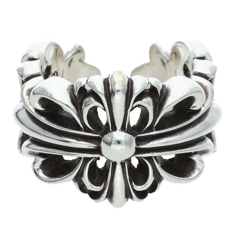 クロムハーツ DBL FLRL CRS ダブルフローラルクロス シルバーリング メンズ 18 5号