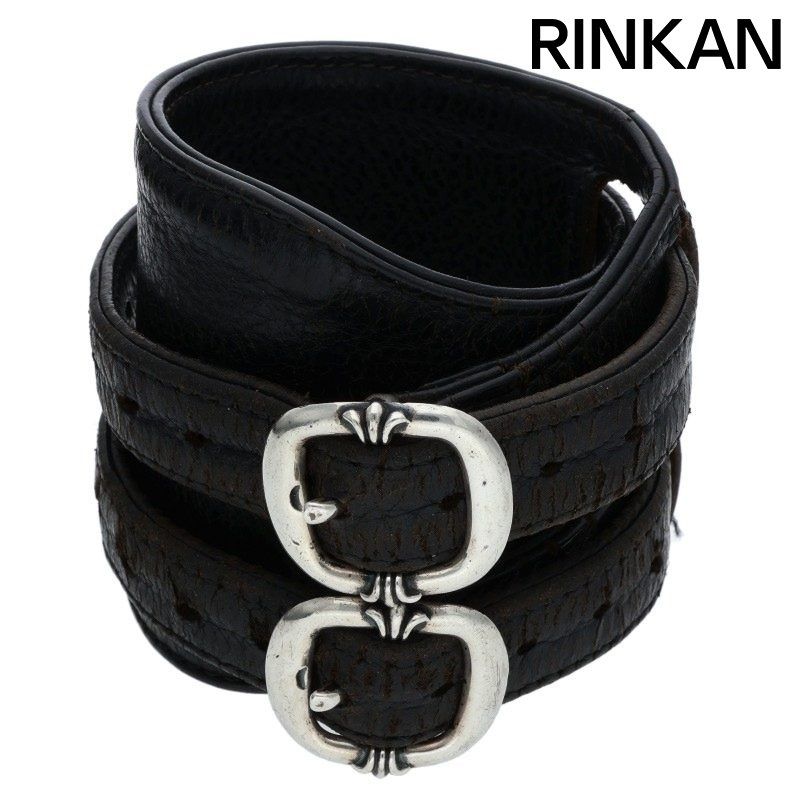 クロムハーツ DOUBLE RR ダブルロックンロール レザーブレスレット メンズ 2