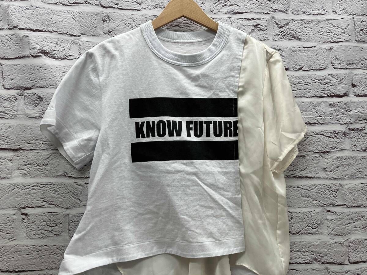 sacai 半袖Tシャツ カットソー 24-07111 Know Fiture 表記サイズ2 ホワイト×ベージュ