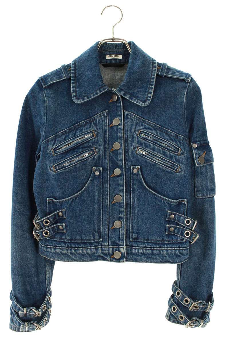 ミュウミュウ GWB067 バックロゴクロップドデニムジャケット レディース 36